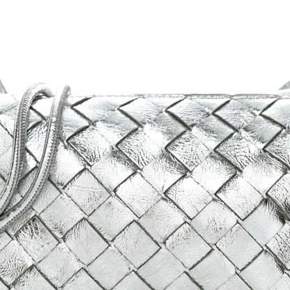 Bottega Veneta Metallic Nappa Intrecciato Mini Looping Crossbody Silver 14 of 19