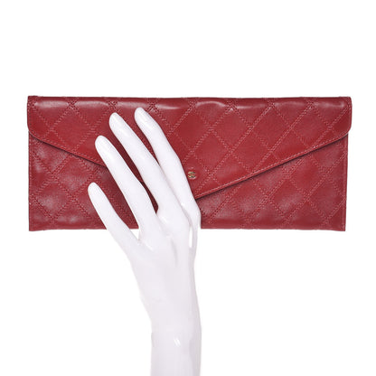 Chanel Lambskin Diamond Stitched Pouch Red 2 of 8