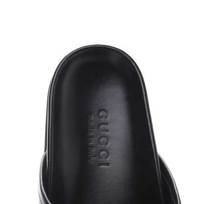 Gucci Calfskin Bee Star Embroidered Mens Horsebit River Slippers 8 Black 6 of 8