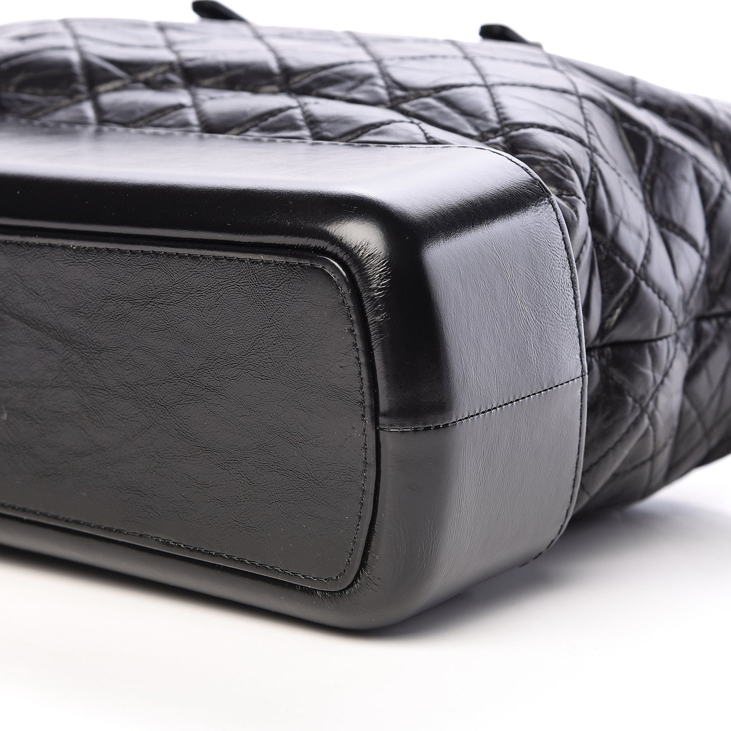 Aged Calfskin Quilted Large Gabrielle Shopping Tote Black