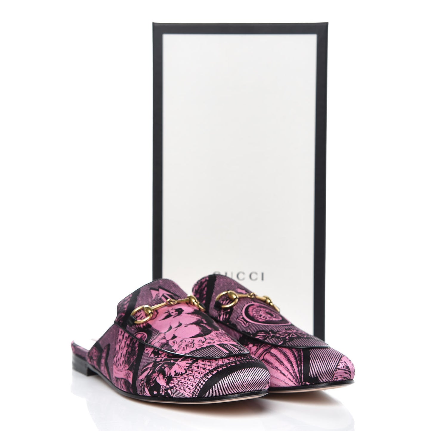 Silk Satin Saint Romain Womens Princetown Slippers 39.5 Pink Black