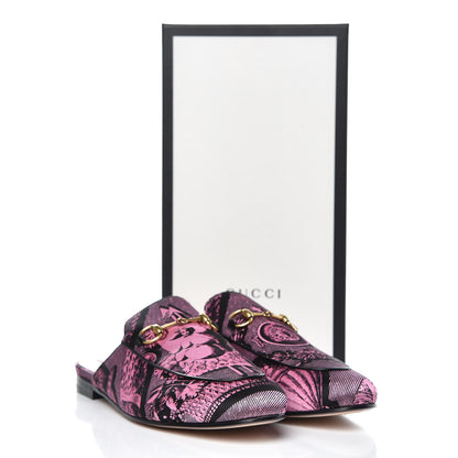 Gucci Silk Satin Saint Romain Womens Princetown Slippers 39.5 Pink Black 10 of 10