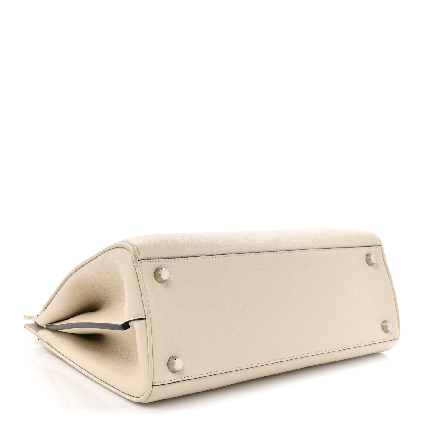 Grainy Calfskin Small Zumi Top Handle Bag Mystic White