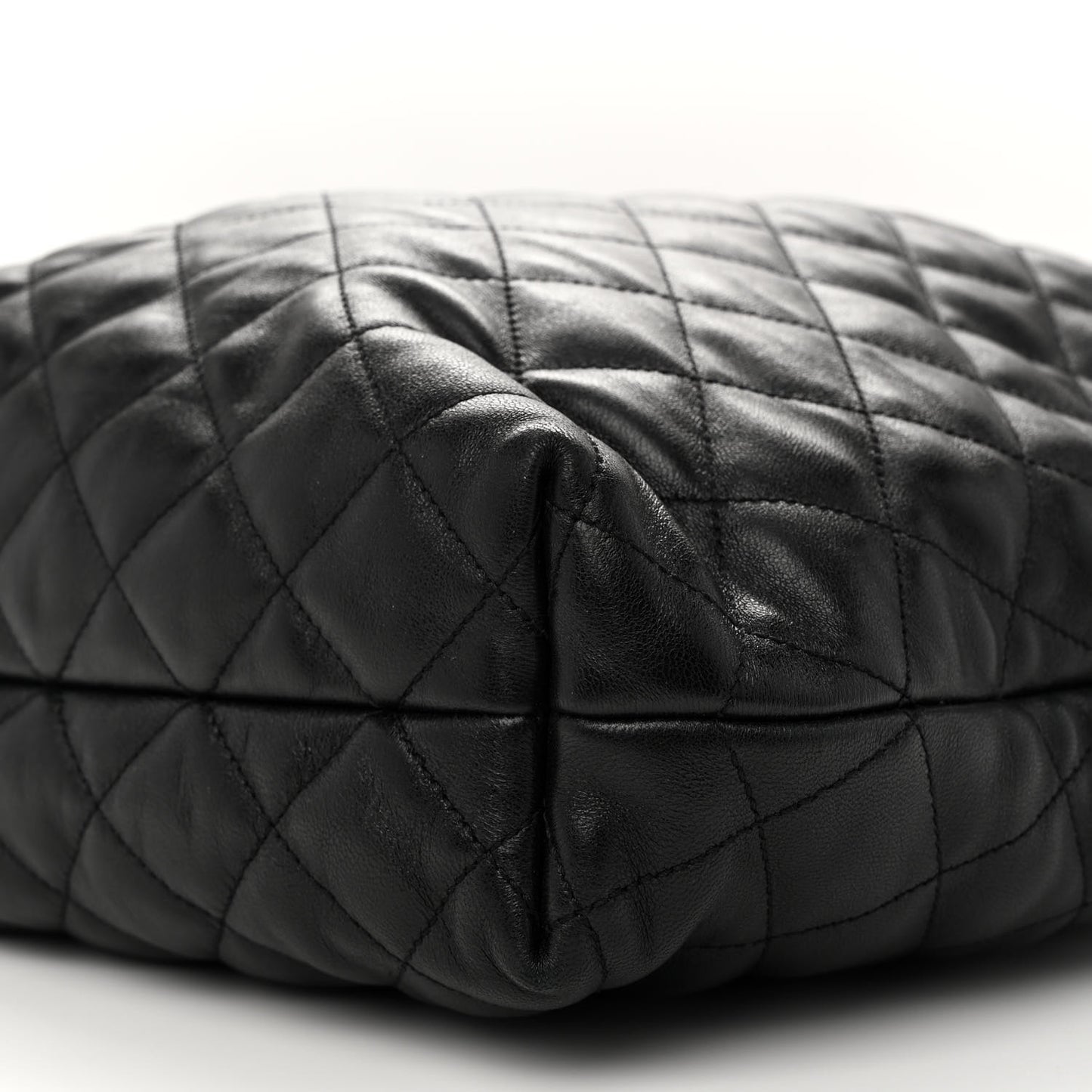 Lambskin Quilted Maxi Icare Shopping Tote Black