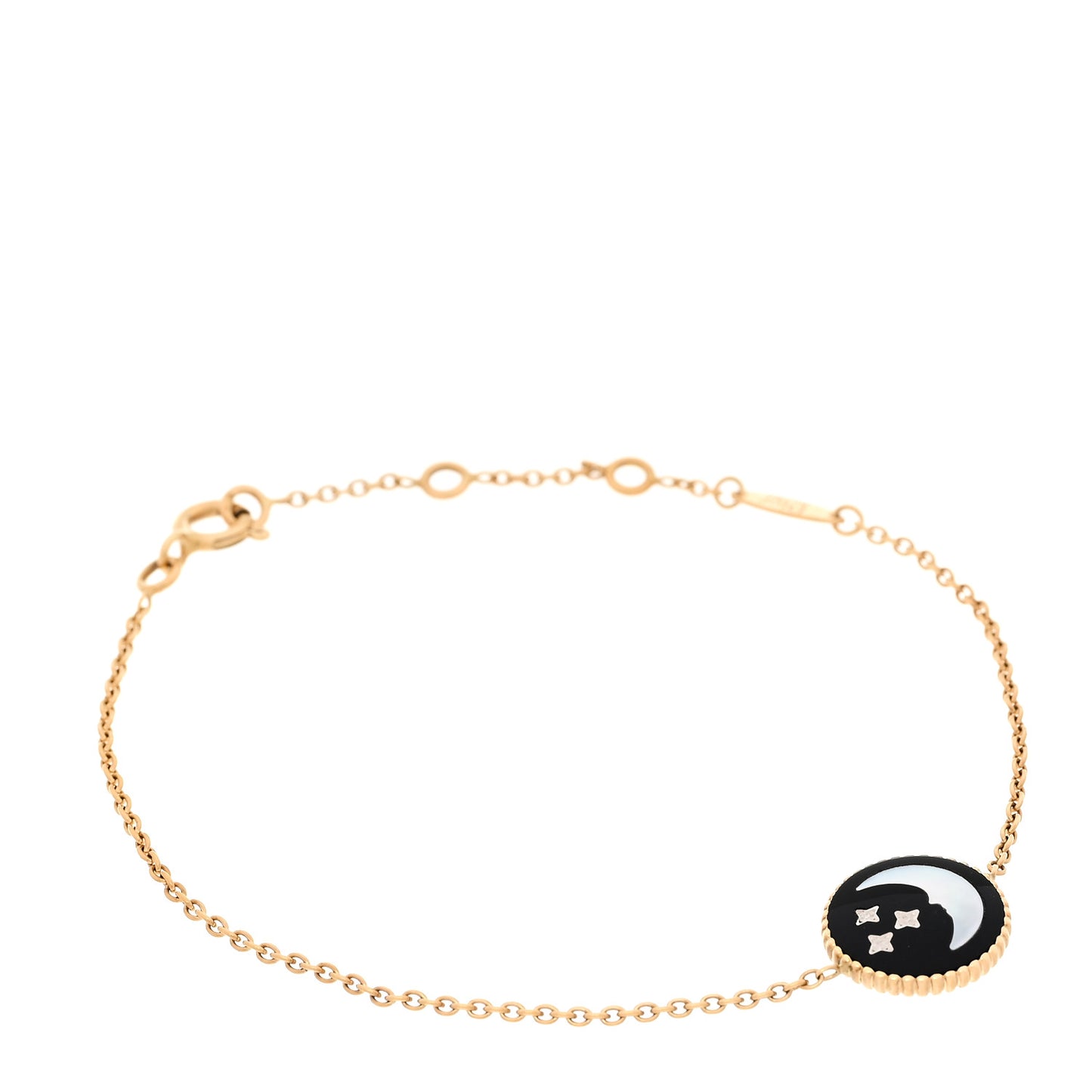 18K Yellow Gold Diamond Black Onyx Mother of Pearl Rose Celeste Bracelet