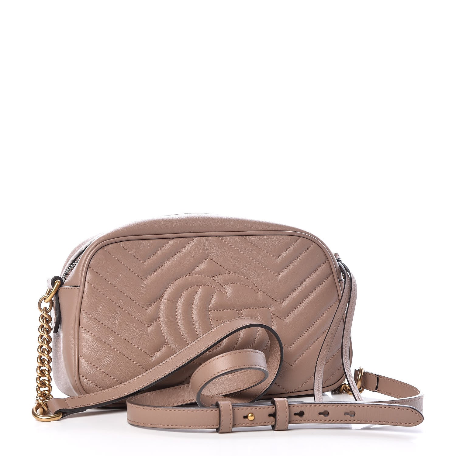 Gucci Calfskin Matelasse Small GG Marmont Chain Shoulder Bag Taupe 3 of 12