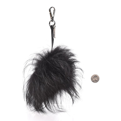 Fendi Fox Fur Calfskin Monster Bag Bug Cube Charm Black 2 of 3
