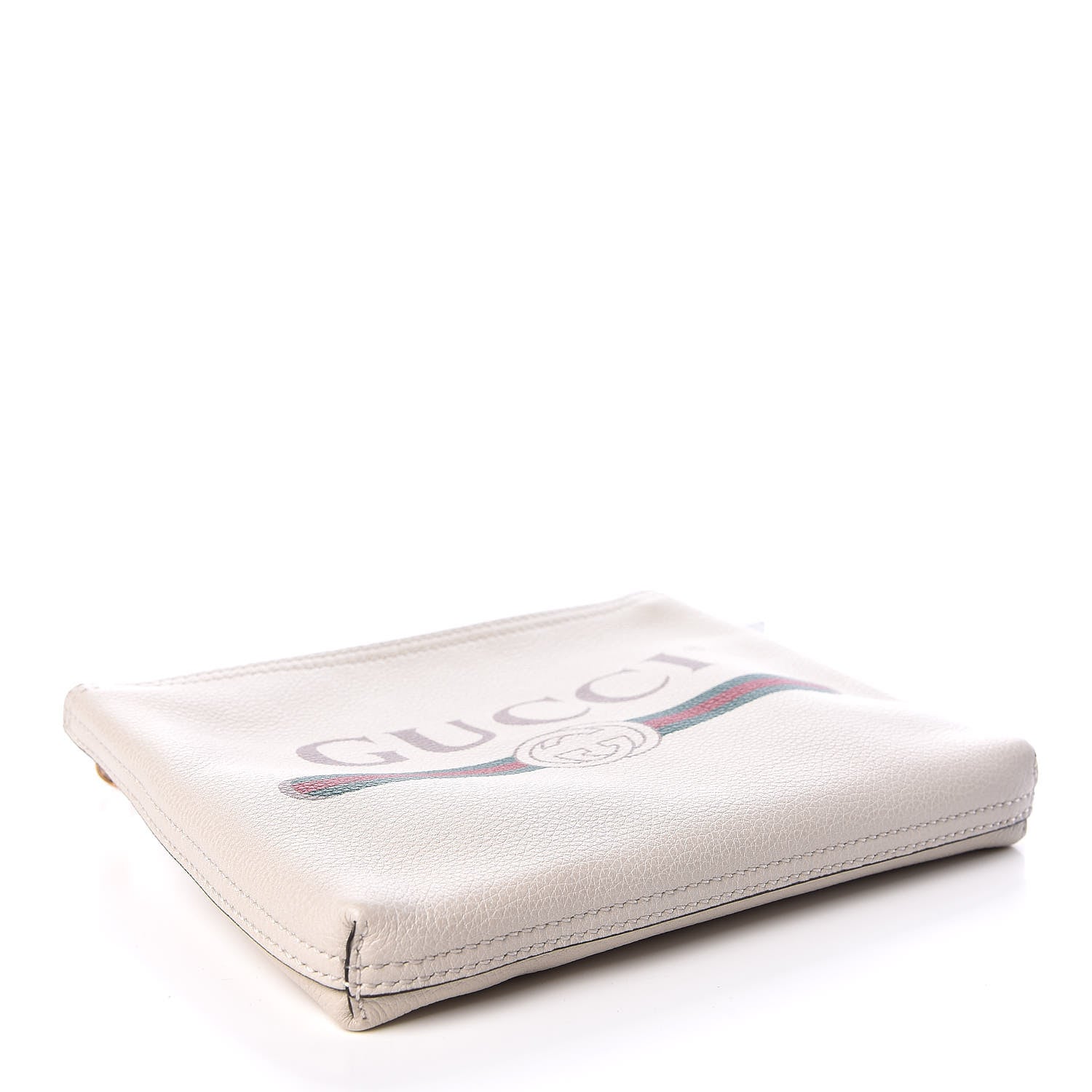 Gucci Pebbled Calfskin Medium Logo Portfolio Clutch White 4 of 9