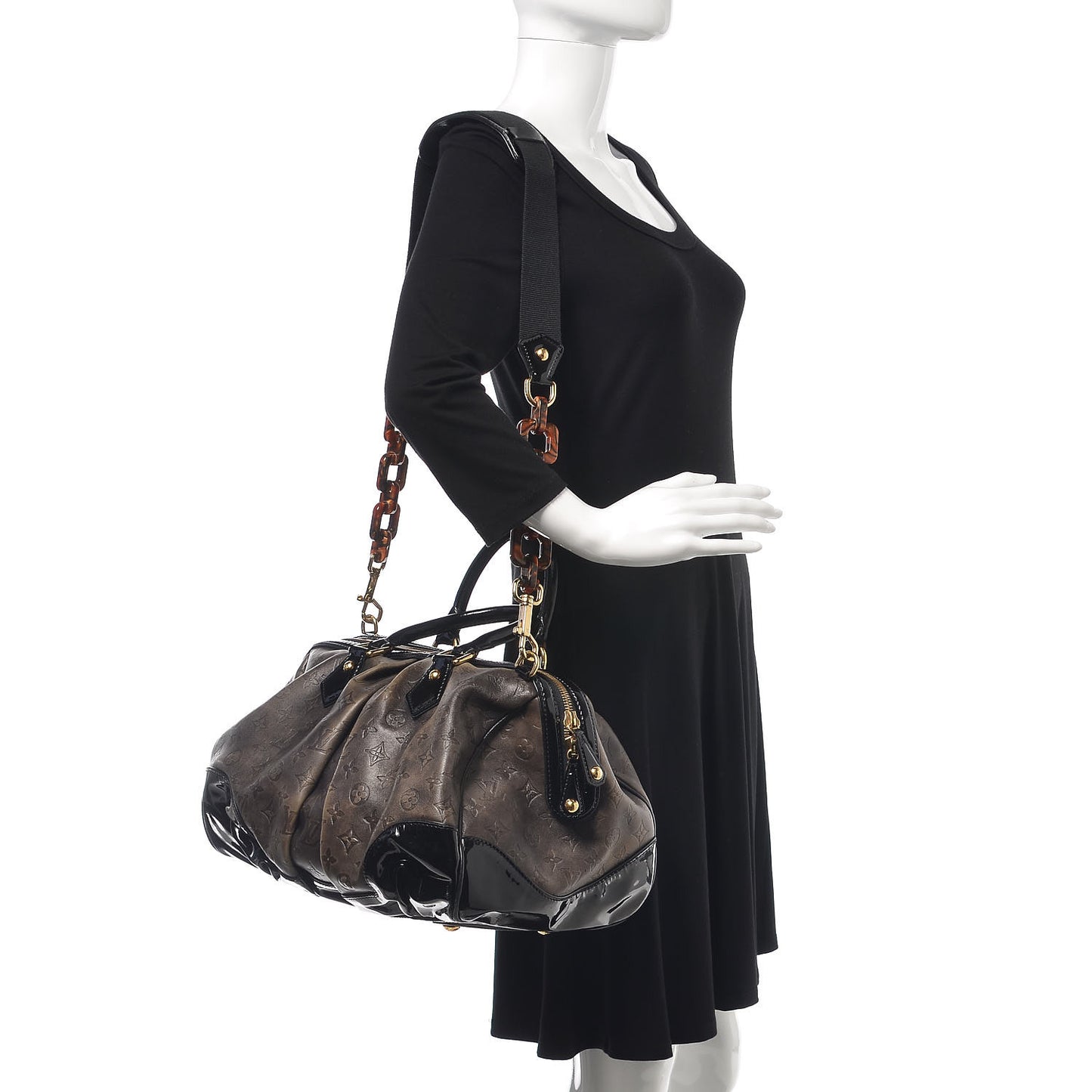 Cuir Patent Embossed Monogram Stephen Bag Grey