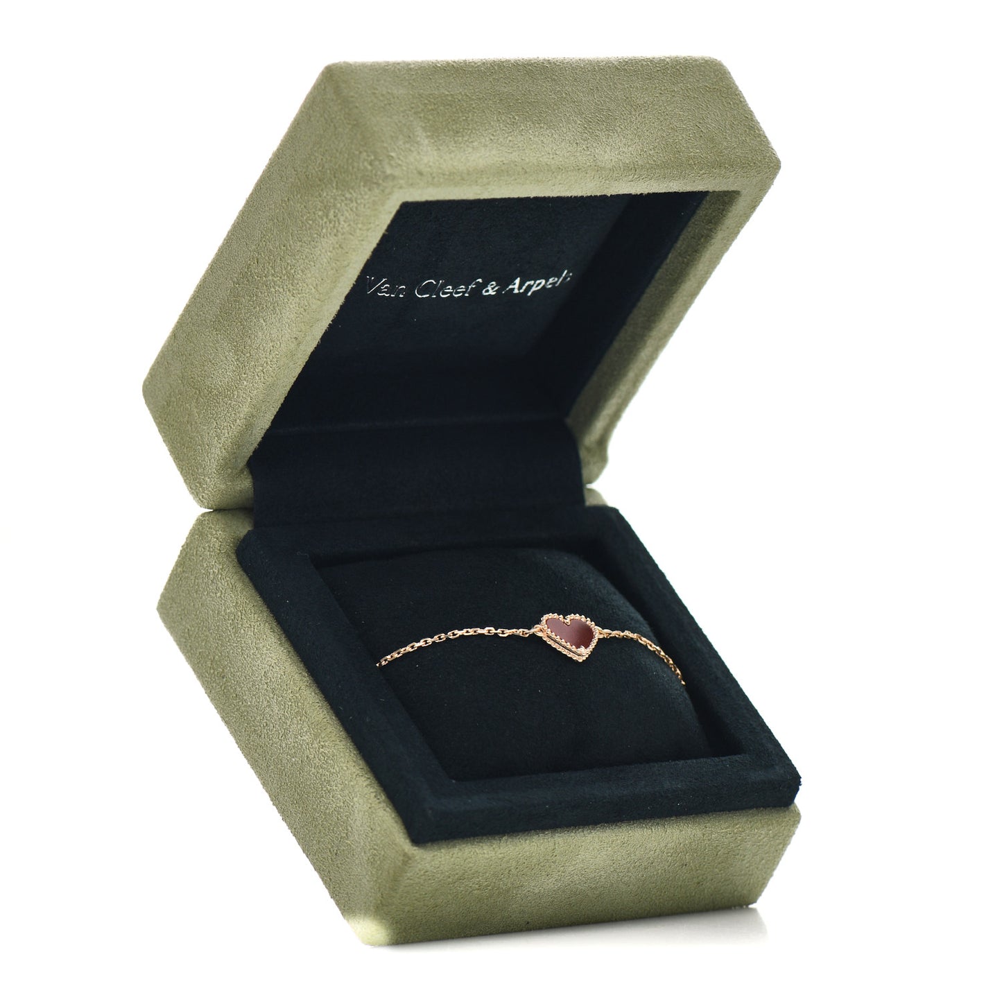 18K Rose Gold Carnelian Sweet Alhambra Heart Bracelet