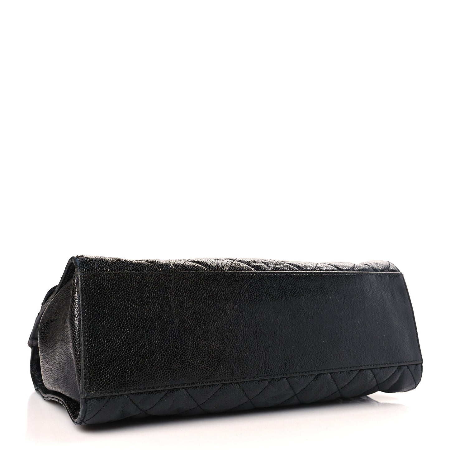 Crumpled Grained Calfskin Jumbo CC Crave Flap Black