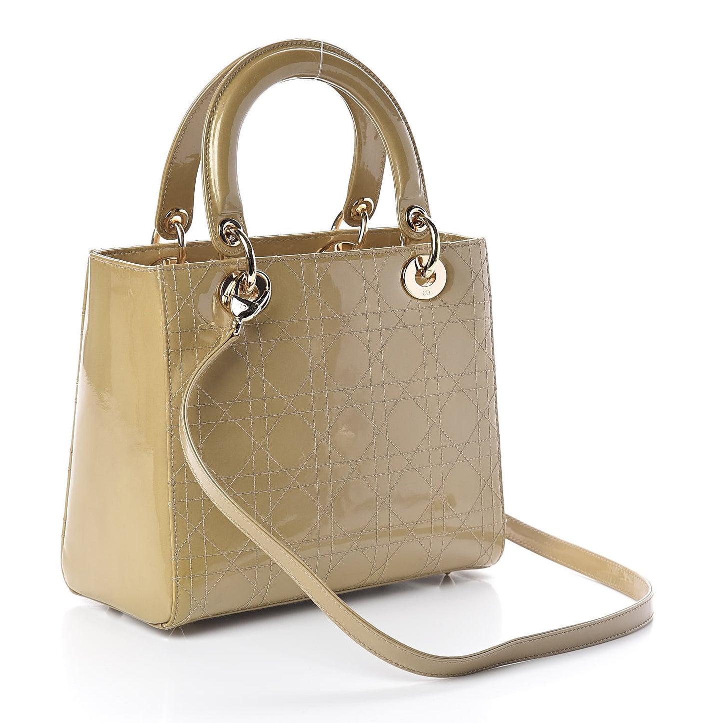 Patent Cannage Medium Lady Dior Beige