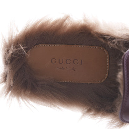 Gucci Malaga Kid Fur Womens Princetown Slippers 41.5 Vintage Bordeaux 7 of 7