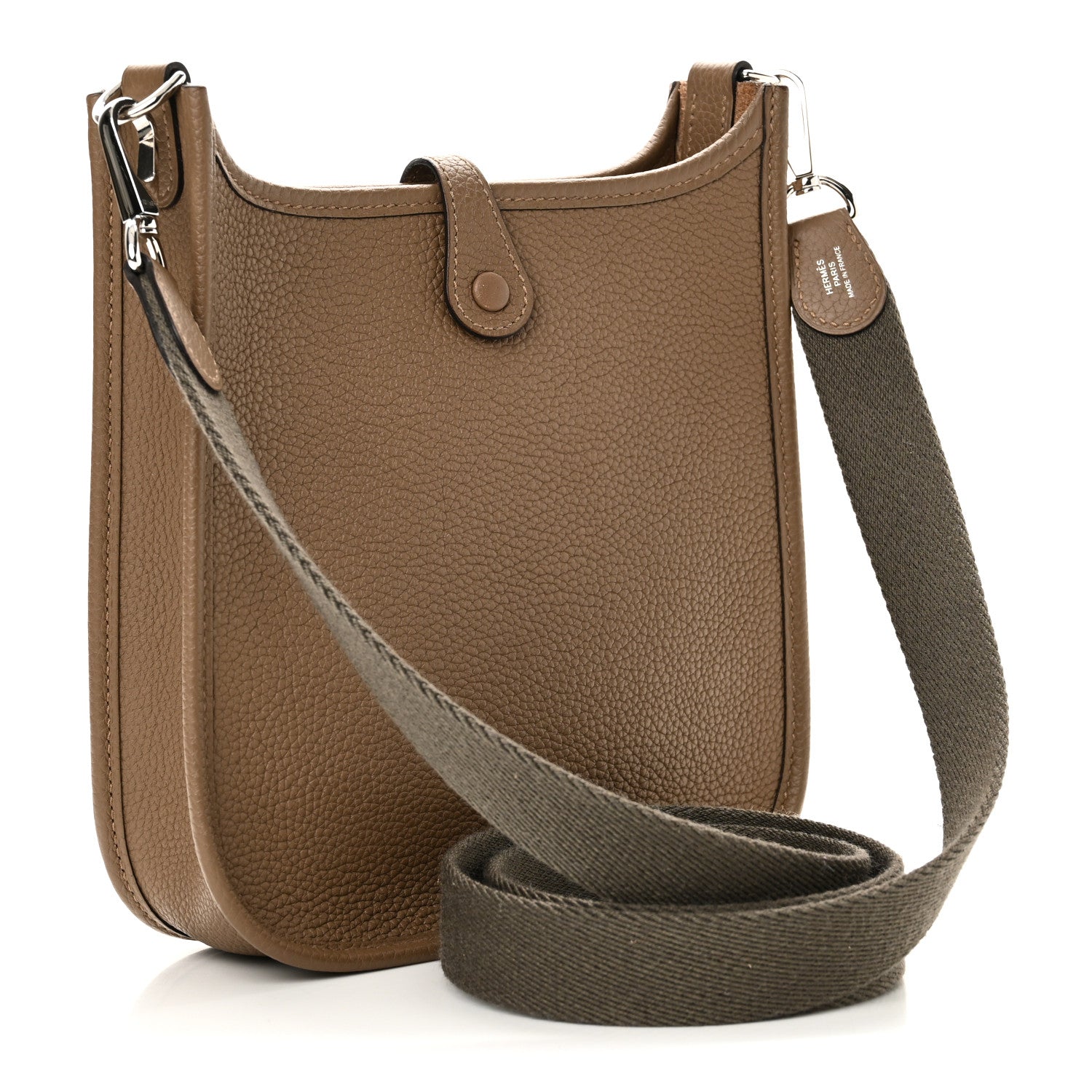 Hermes Taurillon Clemence Amazone Evelyne TPM Beige De Weimar Gris