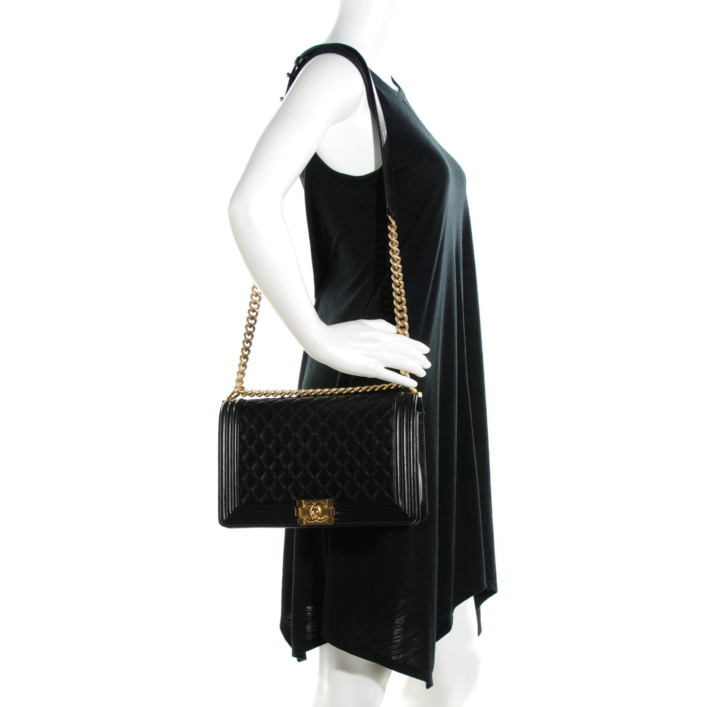 Lambskin Quilted New Medium Boy Flap Black