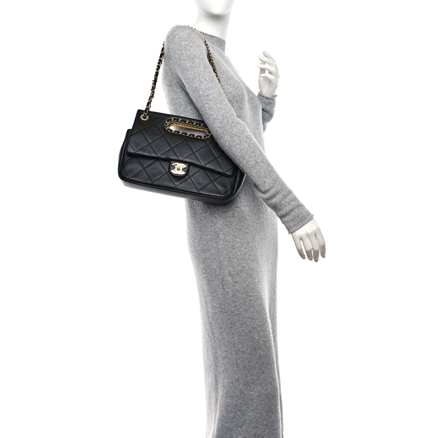 Chanel Lambskin Small A Real Catch Flap Bag Black 2 of 10