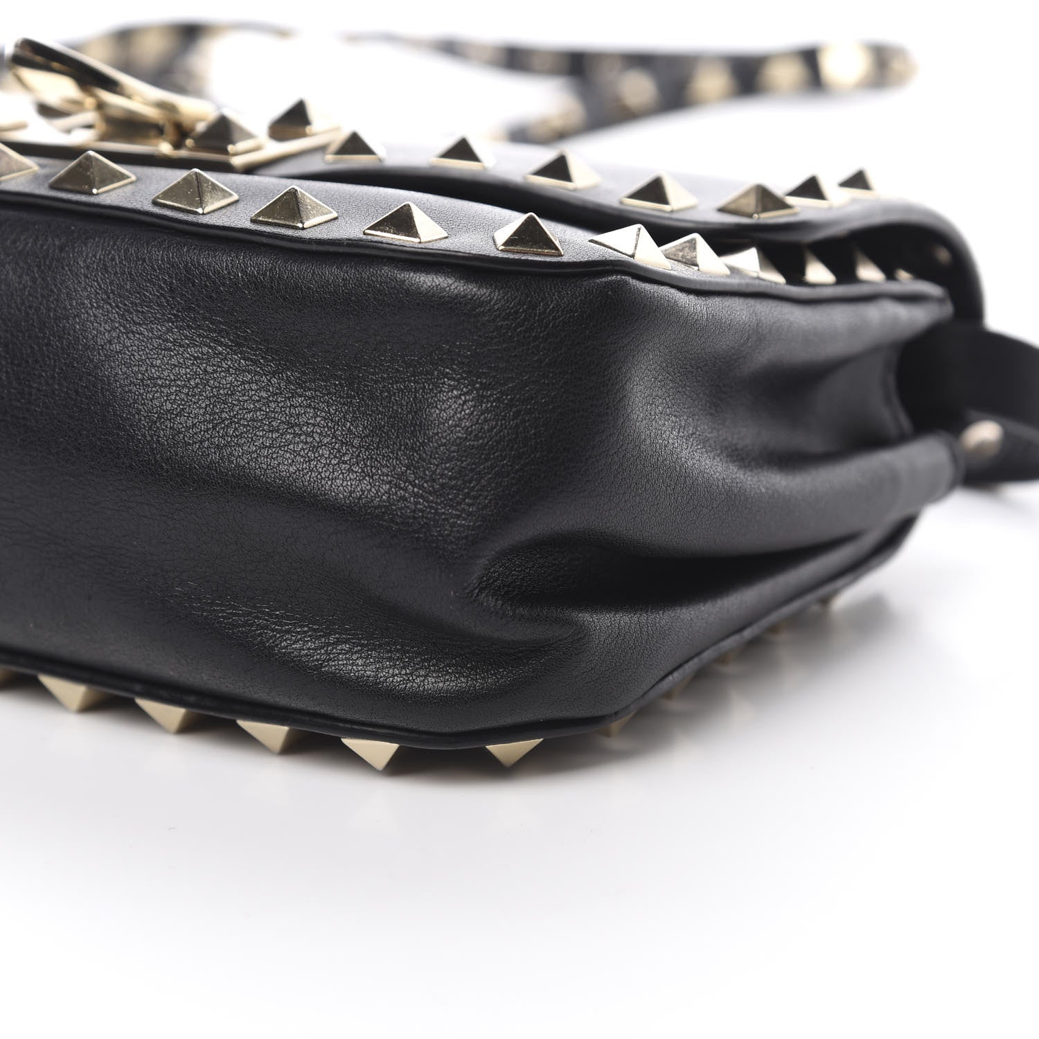 Valentino Garavani Vitello Mini Rockstud Flap Saddle Crossbody Bag Black 9 of 12