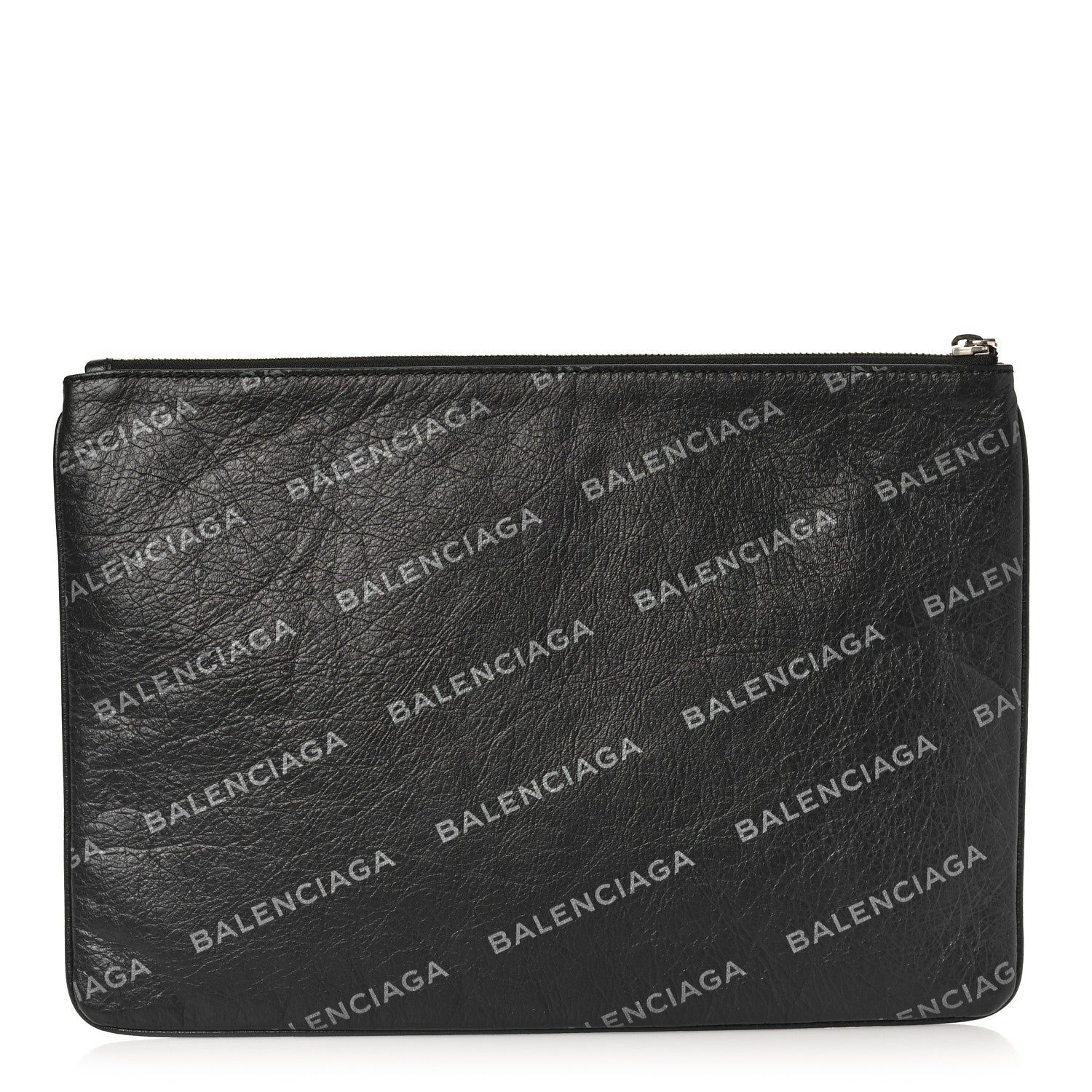 Balenciaga Calfskin Allover Logo Pouch Black 1 of 8