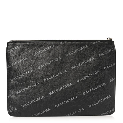 Balenciaga Calfskin Allover Logo Pouch Black 1 of 8