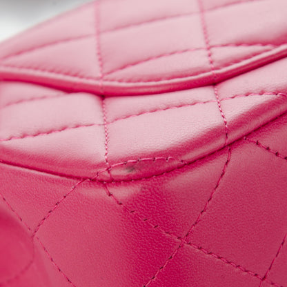 Chanel Lambskin Quilted Mini Rectangular Flap Dark Pink 10 of 11