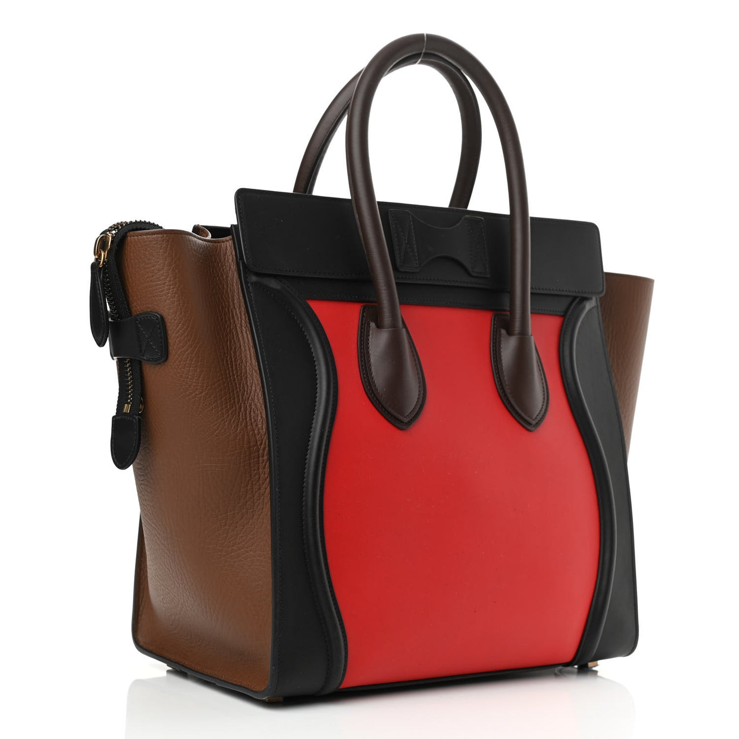 Calfskin Bullhide Mini Luggage Tri-Color Bright Red