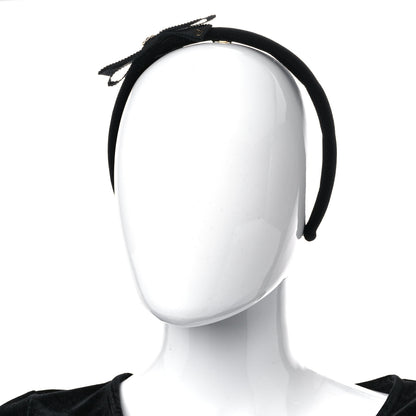 Gucci Velvet Grosgrain Interlocking G Bow Headband Black 2 of 7