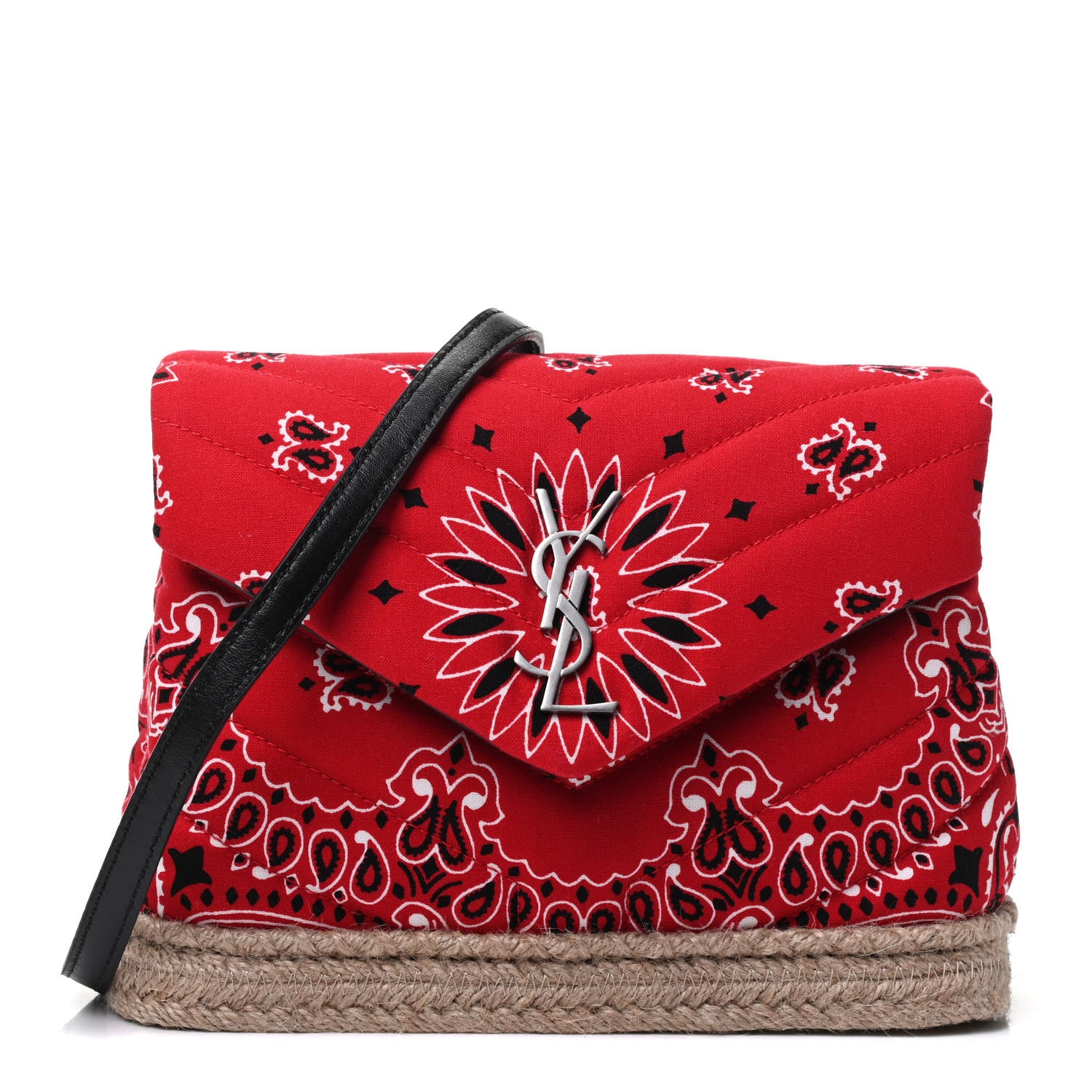 Saint Laurent Cotton Bandana Y Quilted Monogram Toy Loulou Crossbody Bag Red 1 of 4