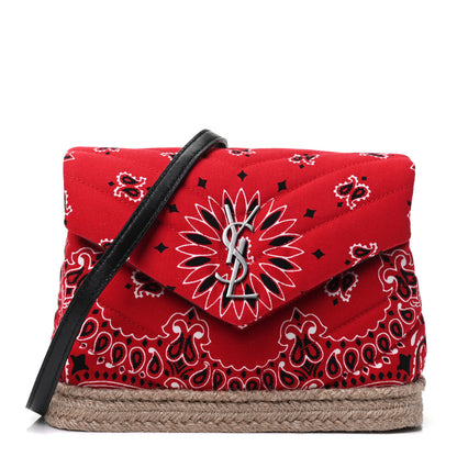 Saint Laurent Cotton Bandana Y Quilted Monogram Toy Loulou Crossbody Bag Red 1 of 4