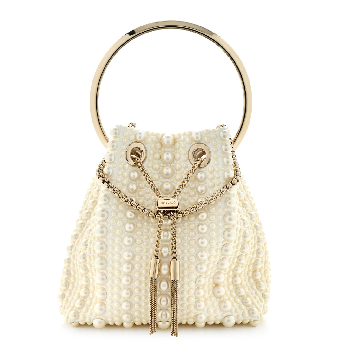 Satin Pearl Embellished Bon Bon Bag Ivory