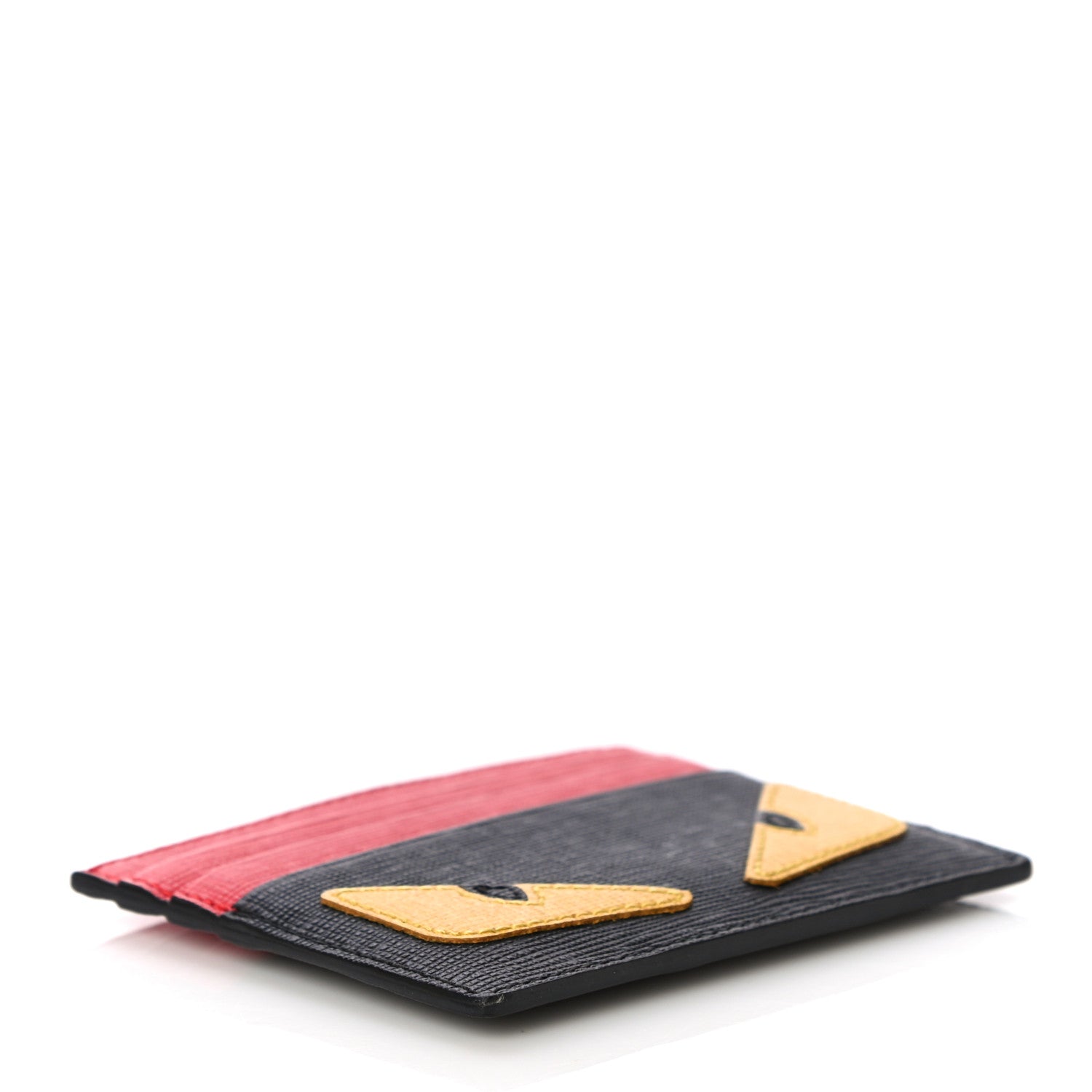 Fendi Vitello Elite Monster Eyes Card Holder Black Yellow Red 4 of 11