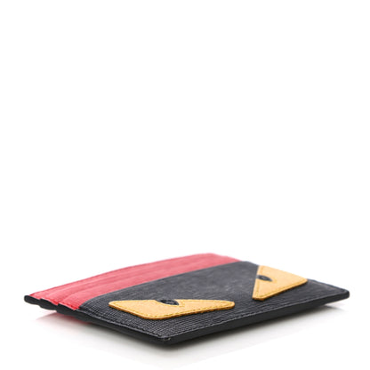 Fendi Vitello Elite Monster Eyes Card Holder Black Yellow Red 4 of 11