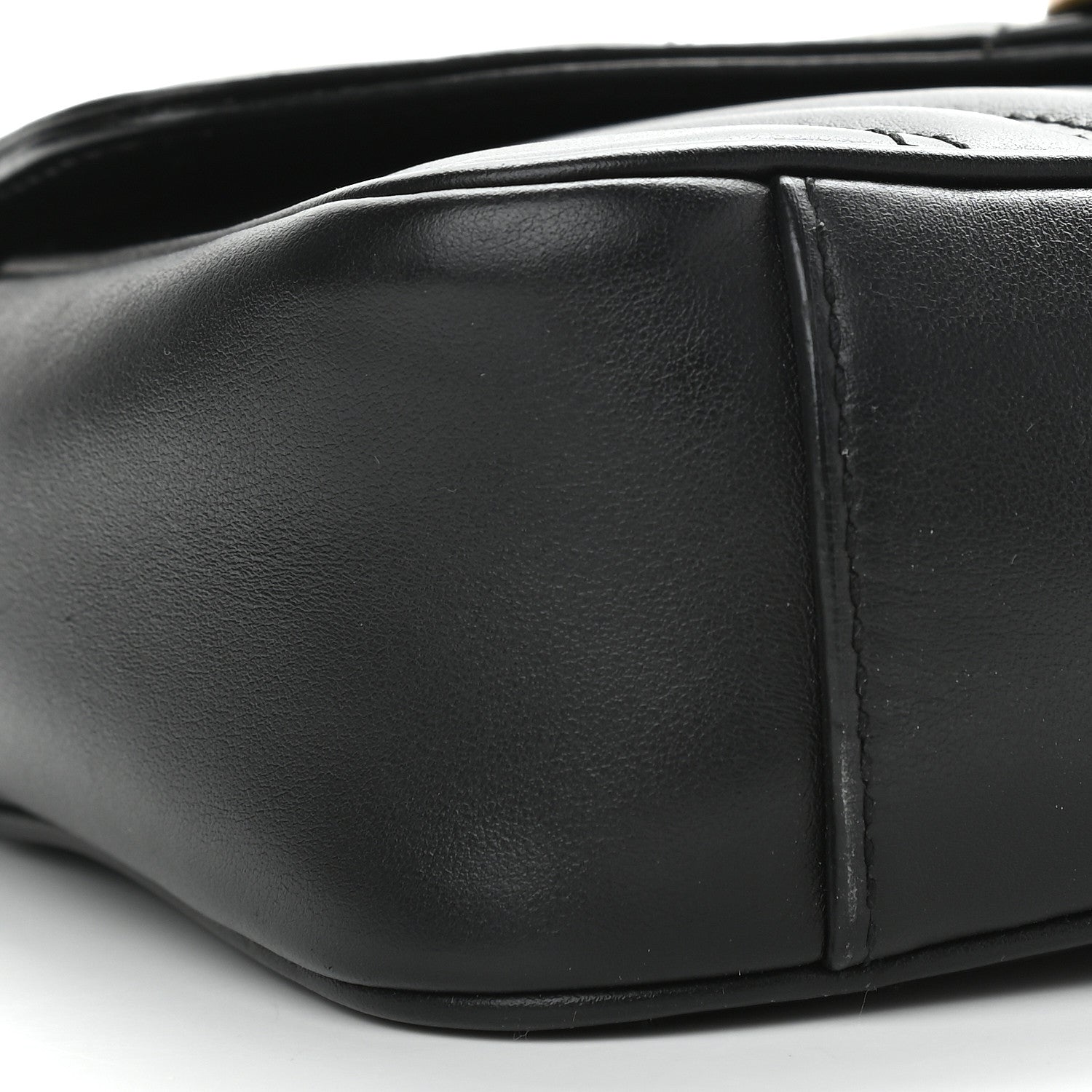 Gucci Calfskin Matelasse Mini GG Marmont Shoulder Bag Black 8 of 10