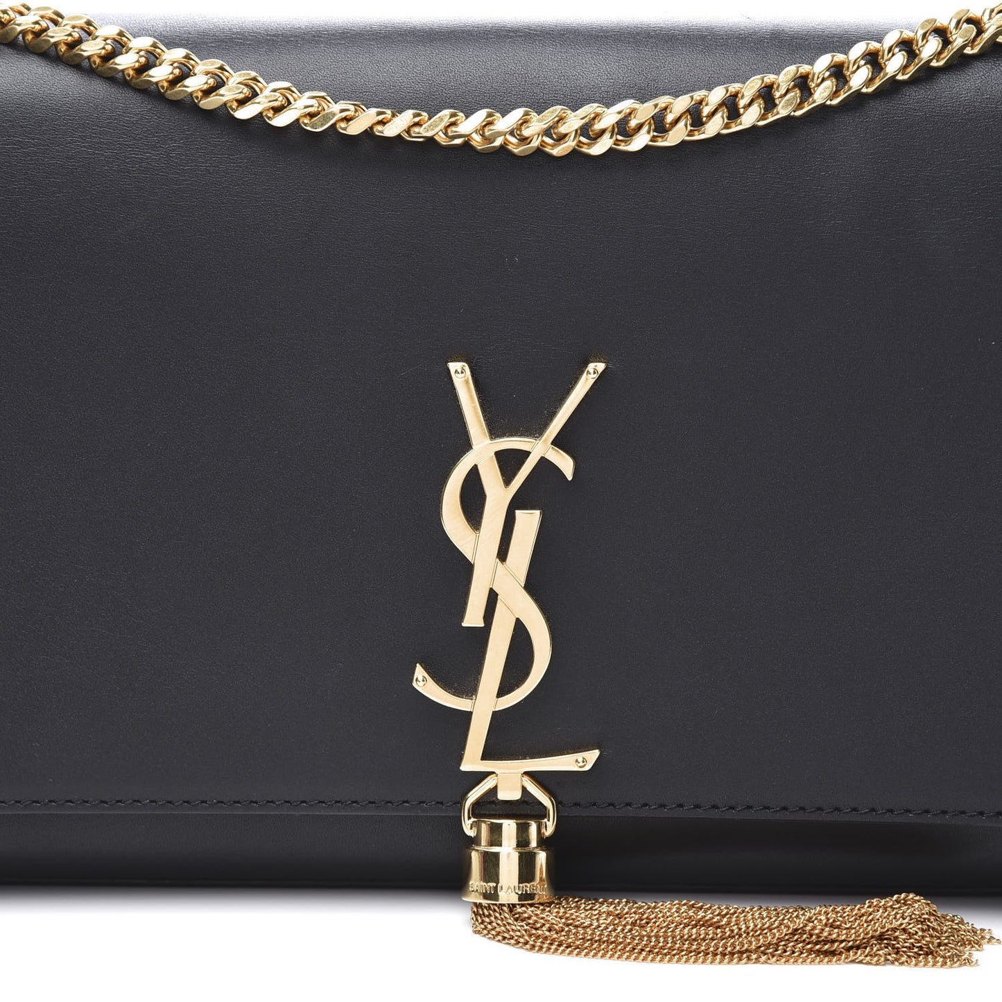 Smooth Calfskin Medium Classic Monogram Kate Tassel Satchel Black