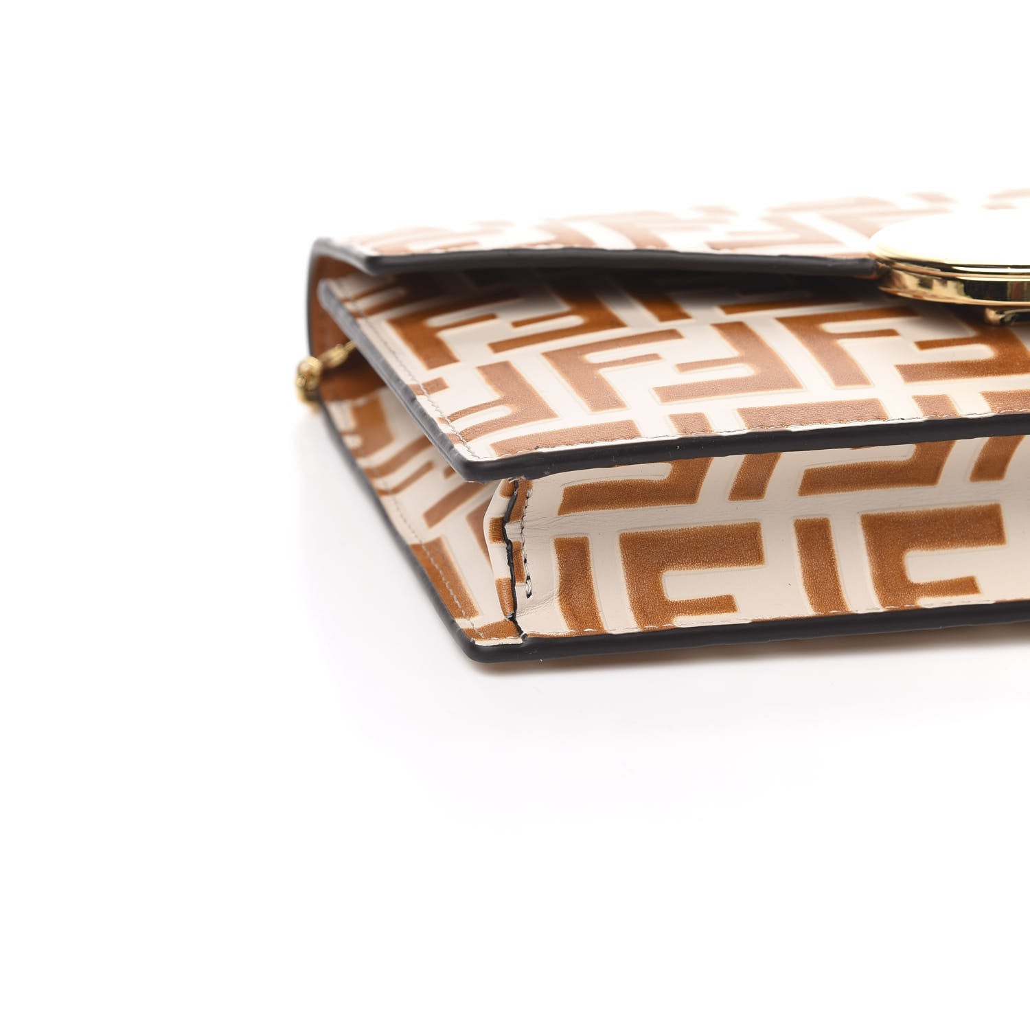 Fendi Vitello Soft F is Fendi Bi-Color FF 1974 Embossed Medium Envelope Wallet On Chain Camelia Saddler 8 of 10