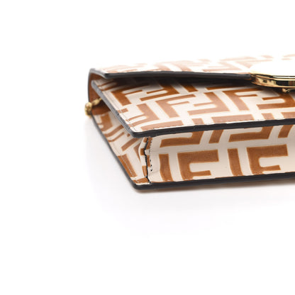 Fendi Vitello Soft F is Fendi Bi-Color FF 1974 Embossed Medium Envelope Wallet On Chain Camelia Saddler 8 of 10