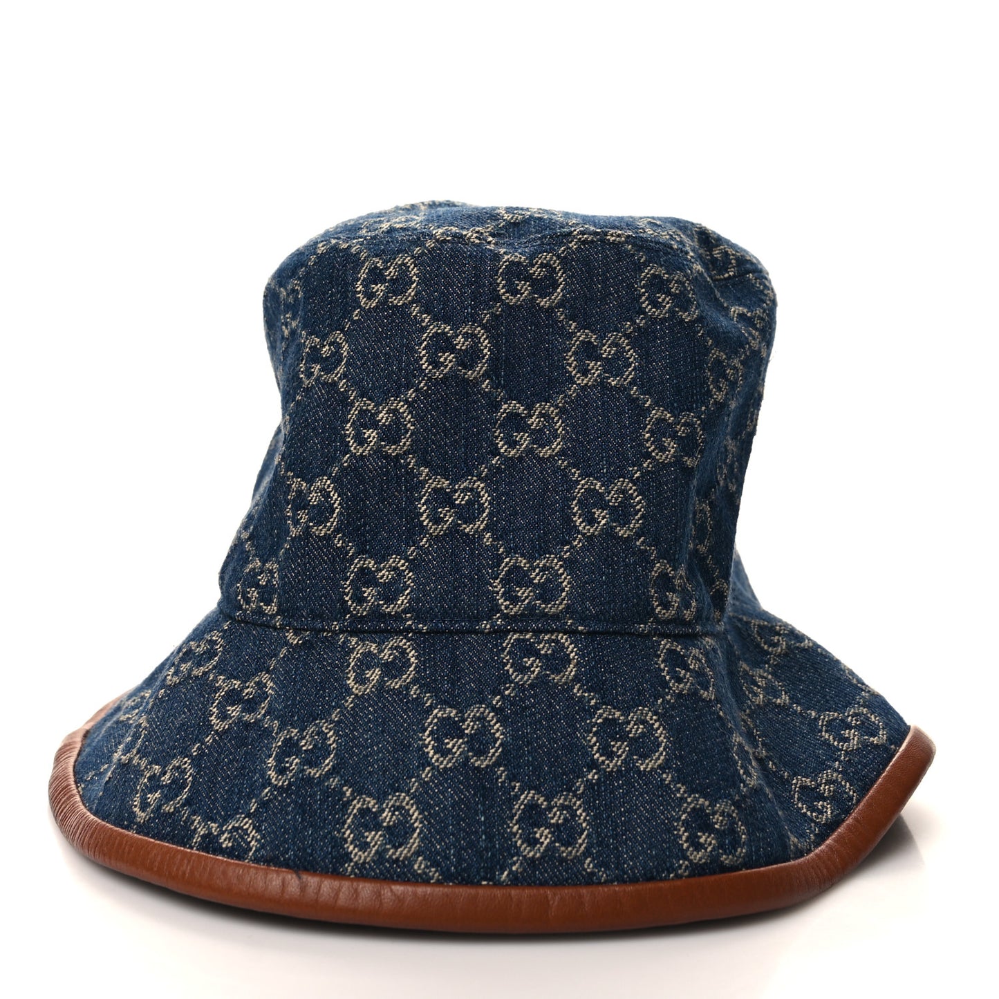 Washed Jacquard Denim Nappa GG Monogram Oscar Bucket Hat S Denim Cuir