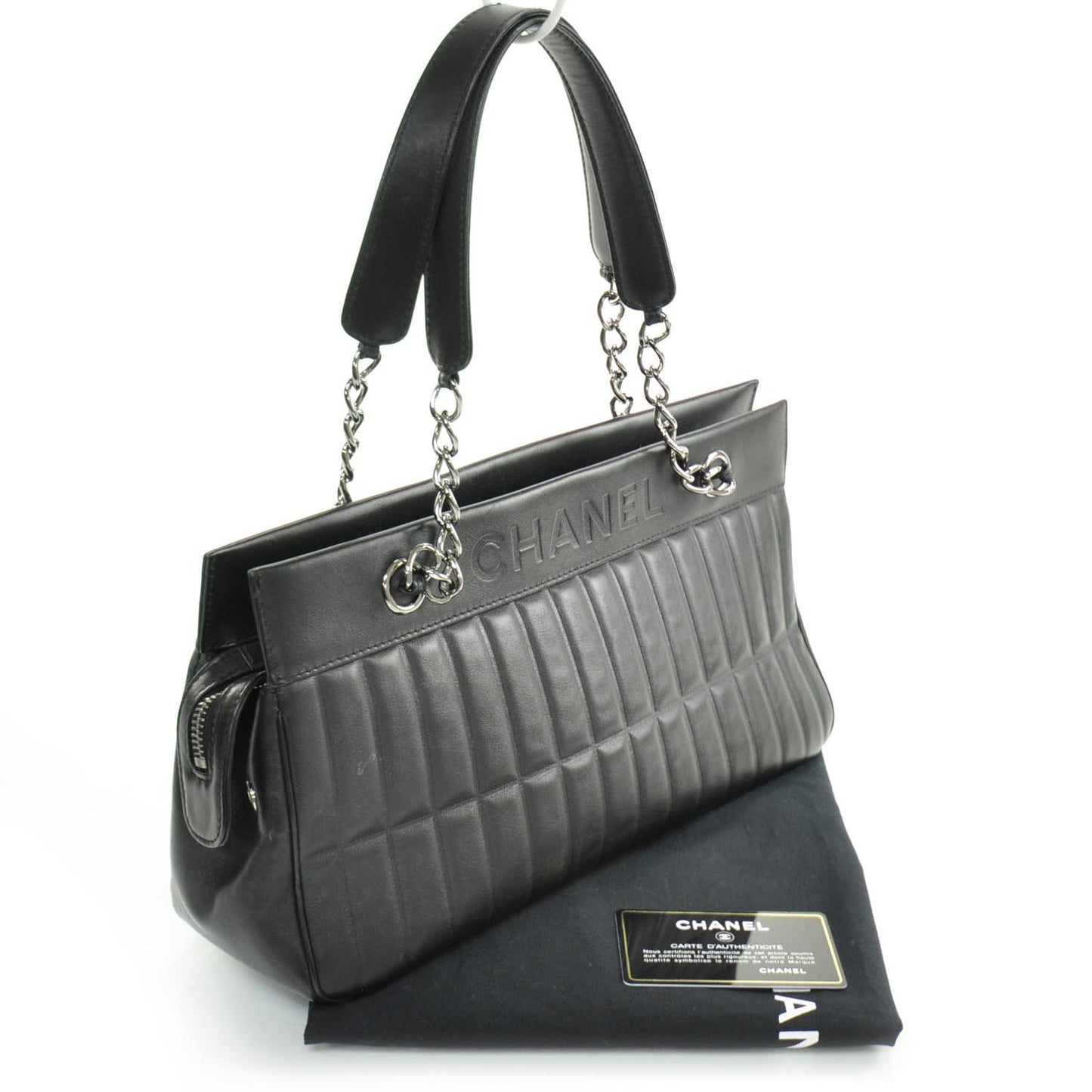 Vertical Quilted Leather Lax East West Shoulder Bag Black