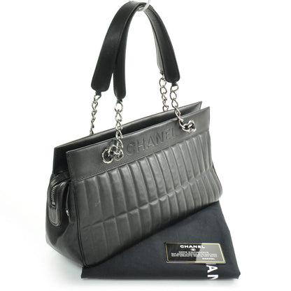 Chanel Vertical Quilted Leather Lax East West Shoulder Bag Black 4 of 10
