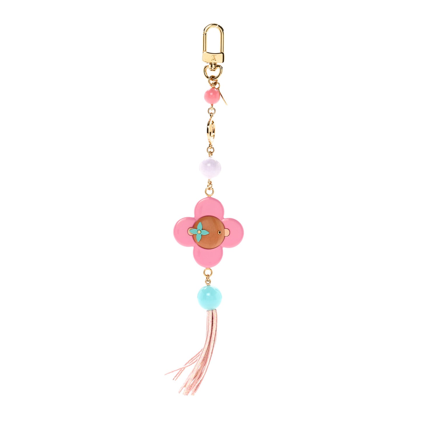 Resin Wood Vivienne Bag Charm Fuchsia Ecru White Caramel