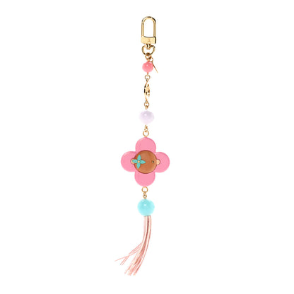 Louis Vuitton Resin Wood Vivienne Bag Charm Fuchsia Ecru White Caramel 2 of 6