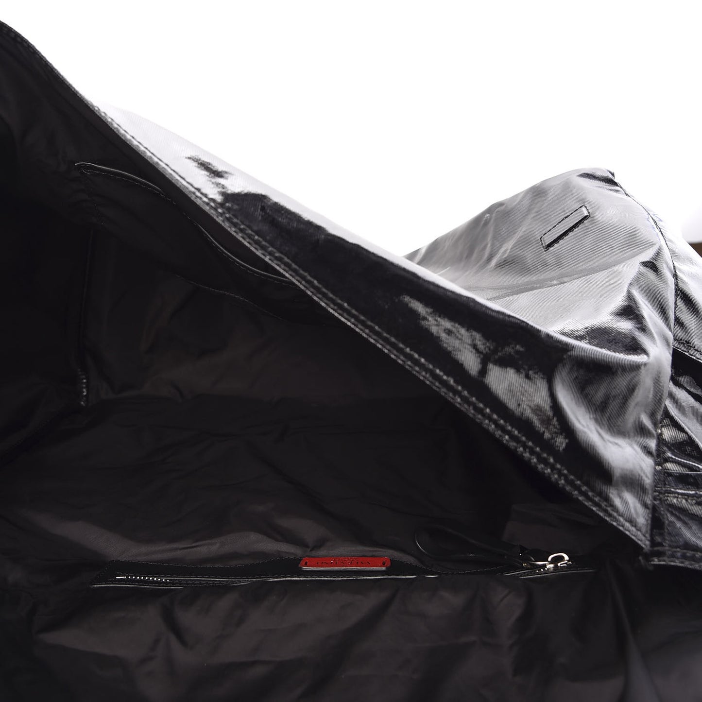 Shiny Canvas VLTN Large Messenger Bag Black