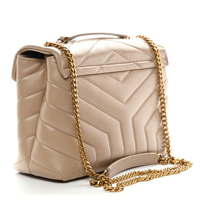 Saint Laurent Calfskin Y Quilted Monogram Small Loulou Chain Satchel Dark Beige 3 of 10