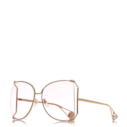 Gucci Metal Oversized Round Sunglasses GG0252S Gold Pink 1 of 7