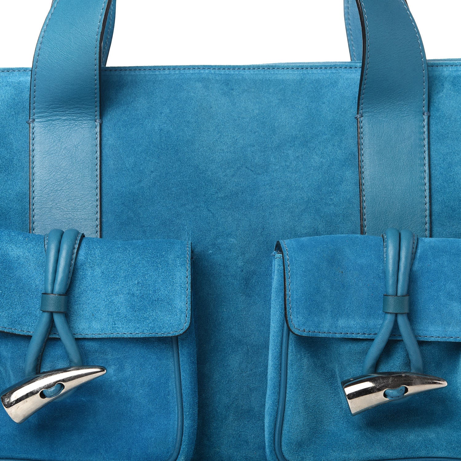 Burberry Suede Classic Check Shoulder Bag Blue 10 of 11