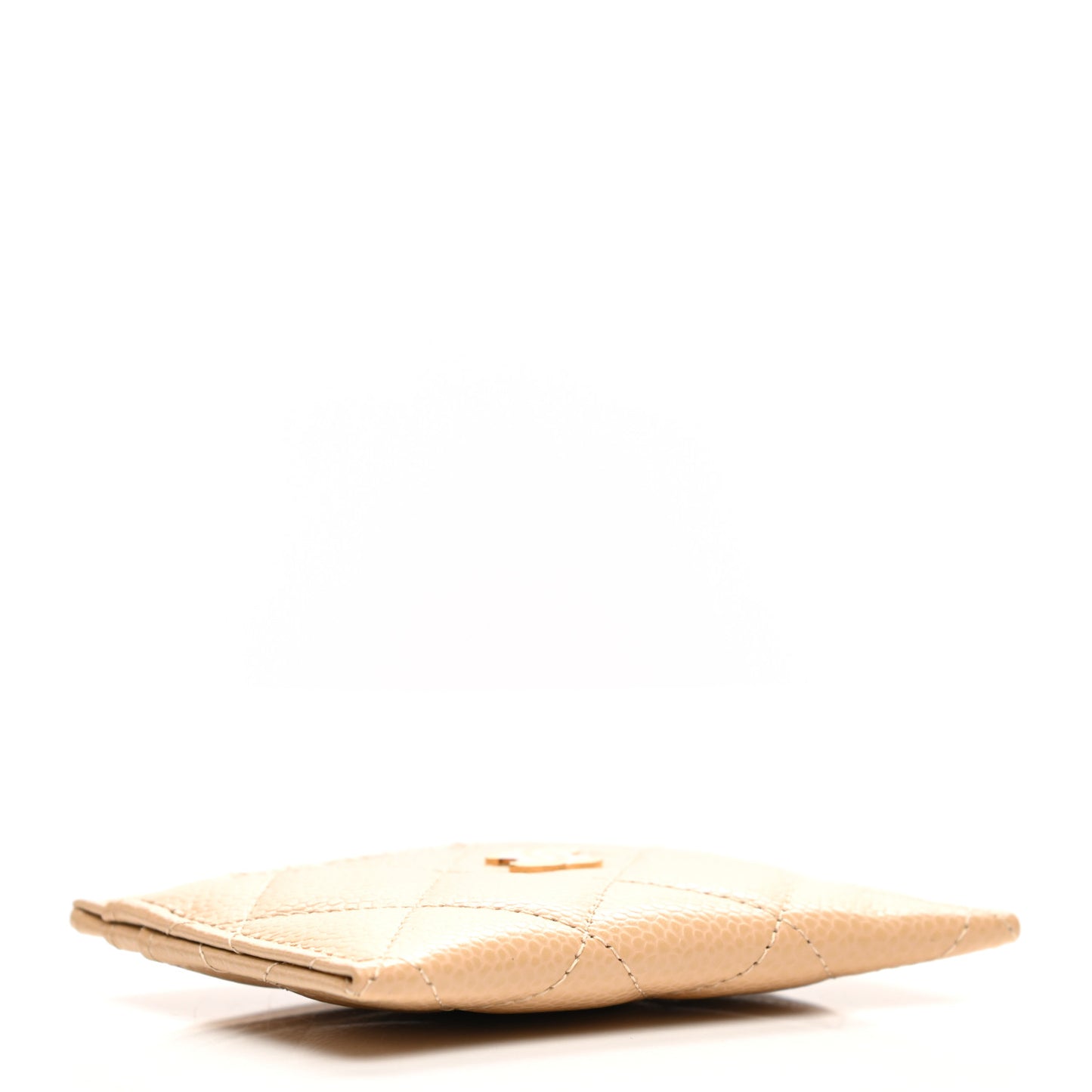 Caviar Quilted Card Holder Beige