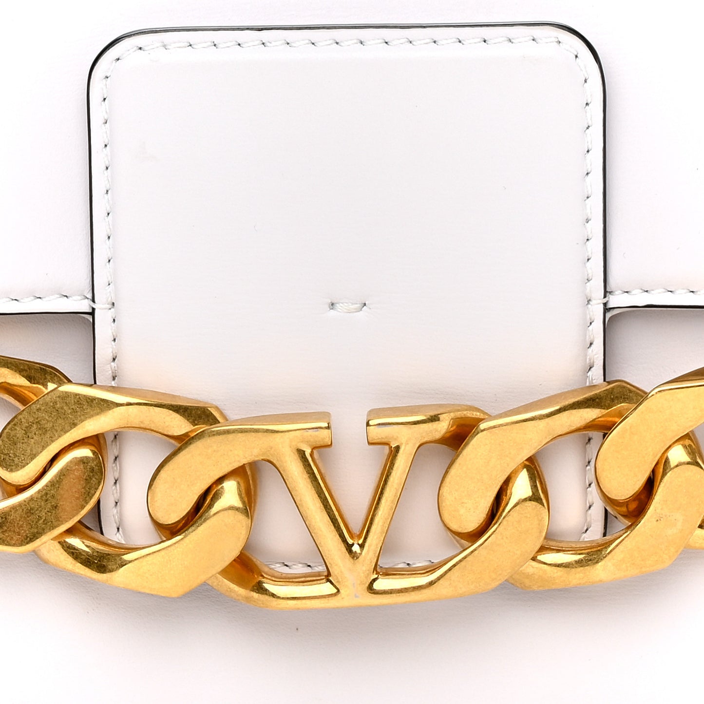 Calfskin Small Vlogo Chain Shoulder Bag Optic White