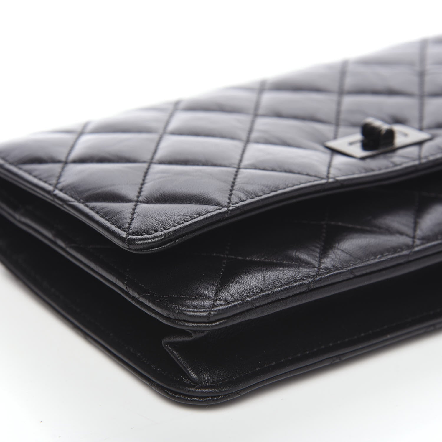Chanel Aged Calfskin Quilted Reissue Wallet On Chain WOC So Black 9 of 11