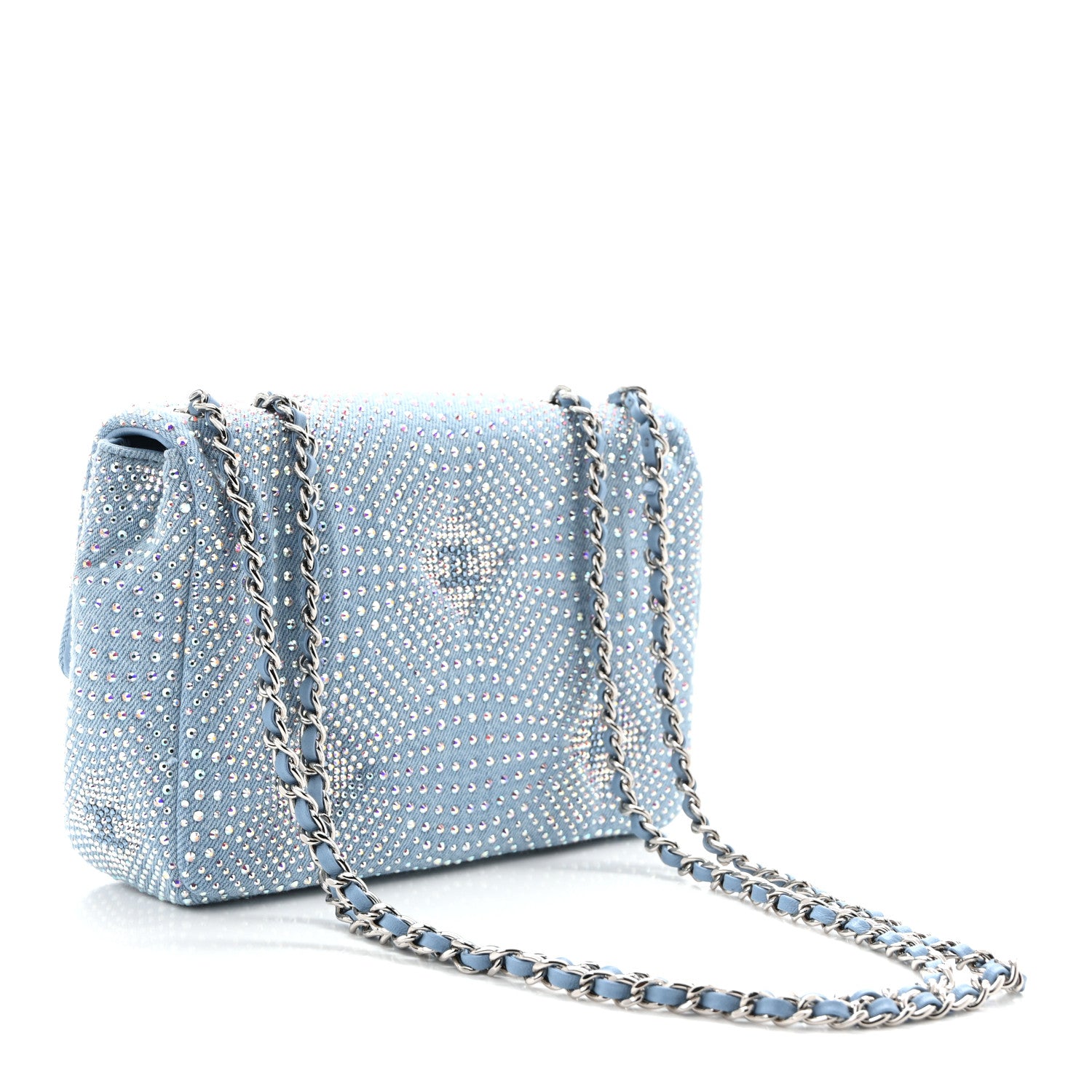 Chanel Denim Strass Evening Flap Bag Blue 3 of 11