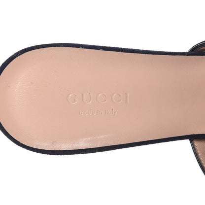 Gucci Kid Scamosciato GG Marmont Fringe 75mm Slide Sandals 39 Blue Ink 6 of 12