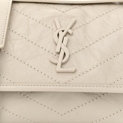 Saint Laurent Crinkled Calfskin Matelasse Monogram Baby Niki Chain Satchel Ivory 8 of 10